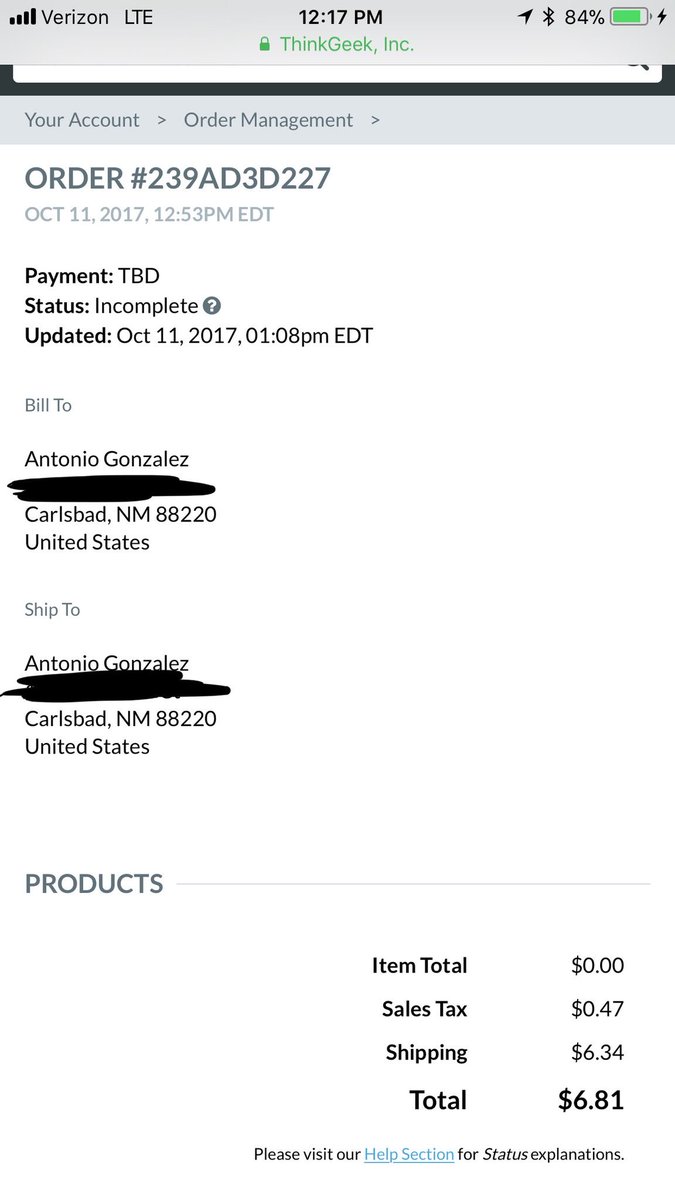 MelSprtn's tweet photo. @thinkgeek I hope you can help with mine! At checkout it kept loading and loading. I waited what seemed like forever and it didn’t go through. 😭 https://t.co/EPaRijNOyI