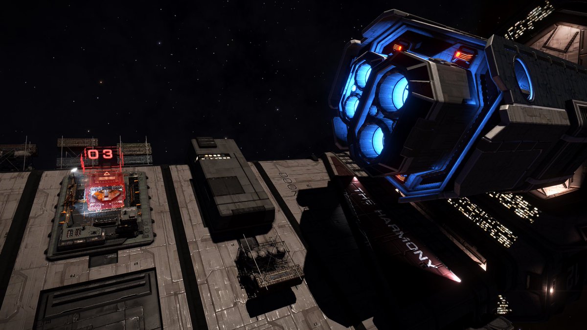 CaptsBlog's tweet photo. @Captsblog 111017-1 The Harmony. Could this be a glimps of what a Squardon fleetcarrier might be like? @EliteDangerous https://t.co/Ukz7MJT12Z