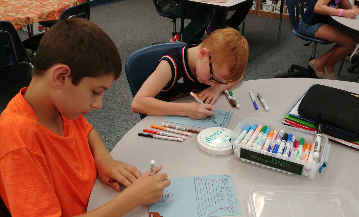 ChristinaSpoer's tweet photo. Happy birthday Auggie Pullman! Students wrote cards with wishes and advice for the protagonist of Wonder yesterday! #ByramPride https://t.co/fl4WtiIMMc