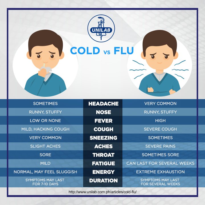 Chart Showing Difference Between Cold And Flu