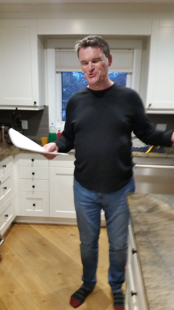 alysonjconnolly's tweet photo. Look @MarkConnollyCBC hard at work practicing his comedy bit for @yegcomedy. Show time 7:30 tomorrow night. #MaybeHe'llQuitHisDayJob https://t.co/ssniyrlGfp
