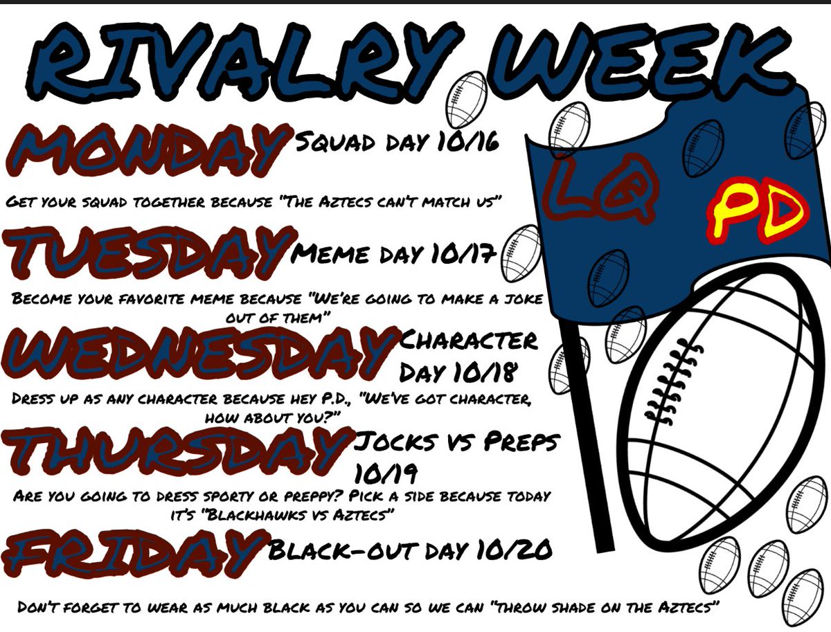 LQ_Birdcage's tweet photo. RIVALRY WEEK IS NEXT WEEK BLACKHAWKS! #LQvsPD #QuestfortheFlag https://t.co/5Big3m38Y6