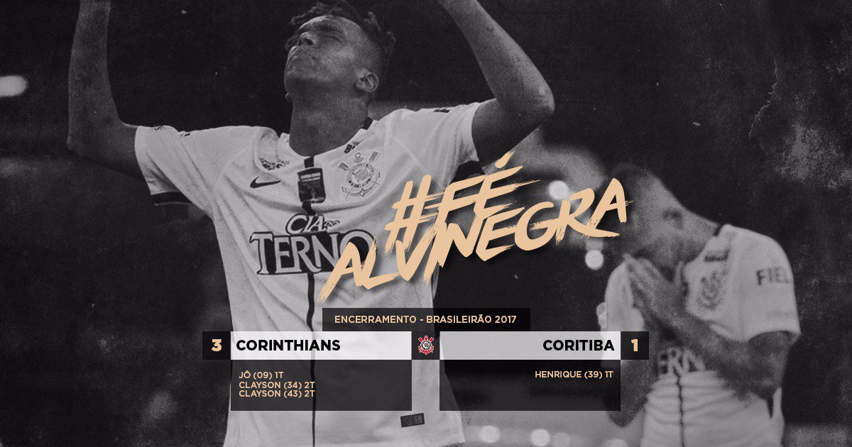 #FéAlvinegra

Corinthiano acredita até o fim. Nos últimos minutos, Timão faz 3 a 1 no Coritiba e se mantém firme na liderança do Brasileirão