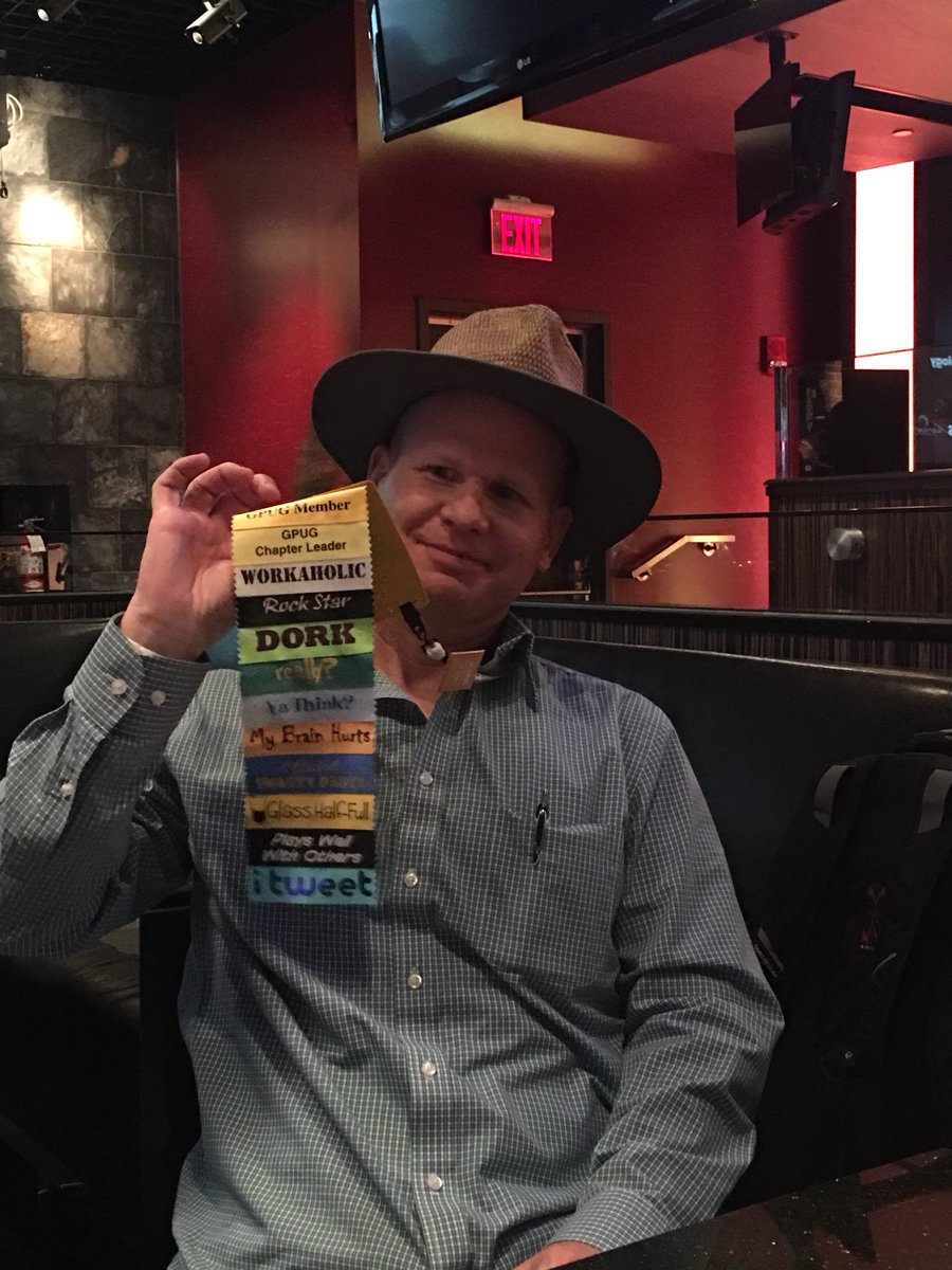 GPUGDFW's tweet photo. Who’s hat is that? @serbach #GPUGsummit #IamDynGP https://t.co/z9nCpsWPvq