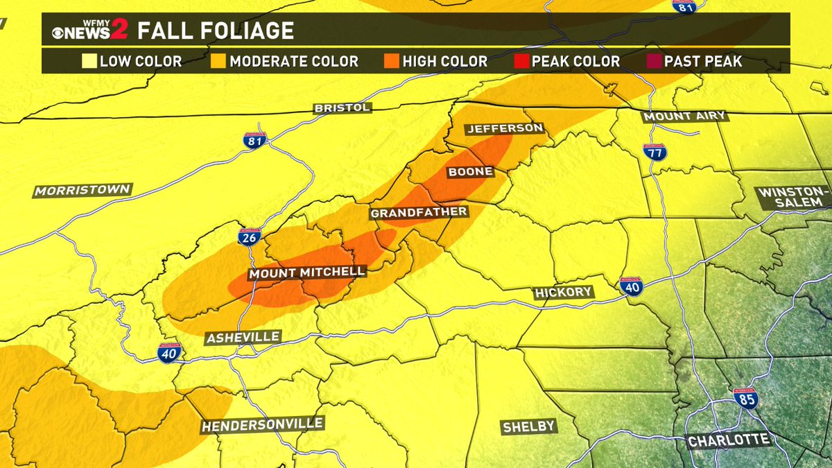 TimBuckleyWX's tweet photo. If you're going up to the mountains this weekend to check out the leaves, you won't be disappointed. #FallOn2 @WFMY https://t.co/5h17yazsr4