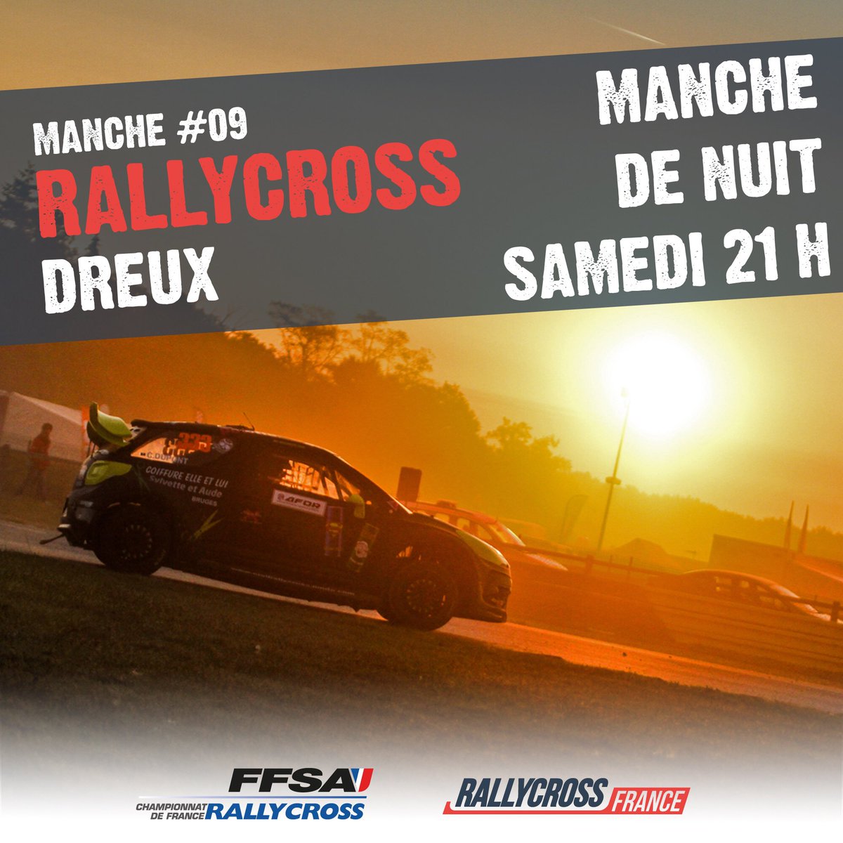 Rallycross_FR's tweet photo. C'est LA nouveauté de #Dreux : une manche de nuit ✨ À ne rater sous aucun prétexte ! https://t.co/9UERAG1tgO