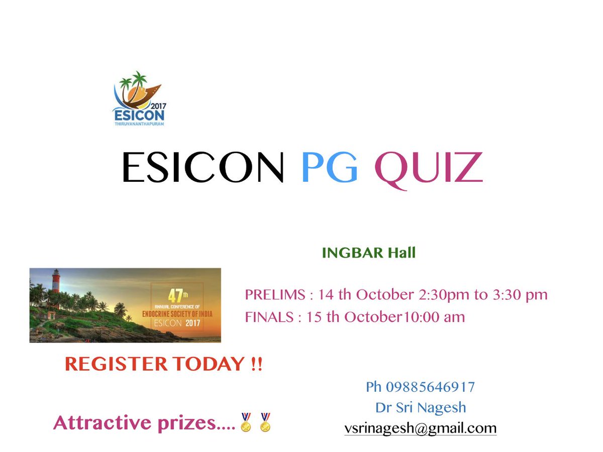 esicon_2017's tweet photo. Quiz committee #ESICON2017 wants maximum registrations from institutes &amp; medical colleges for DM/DNB endocrinology training. Register today. https://t.co/gGYIhHZXIV