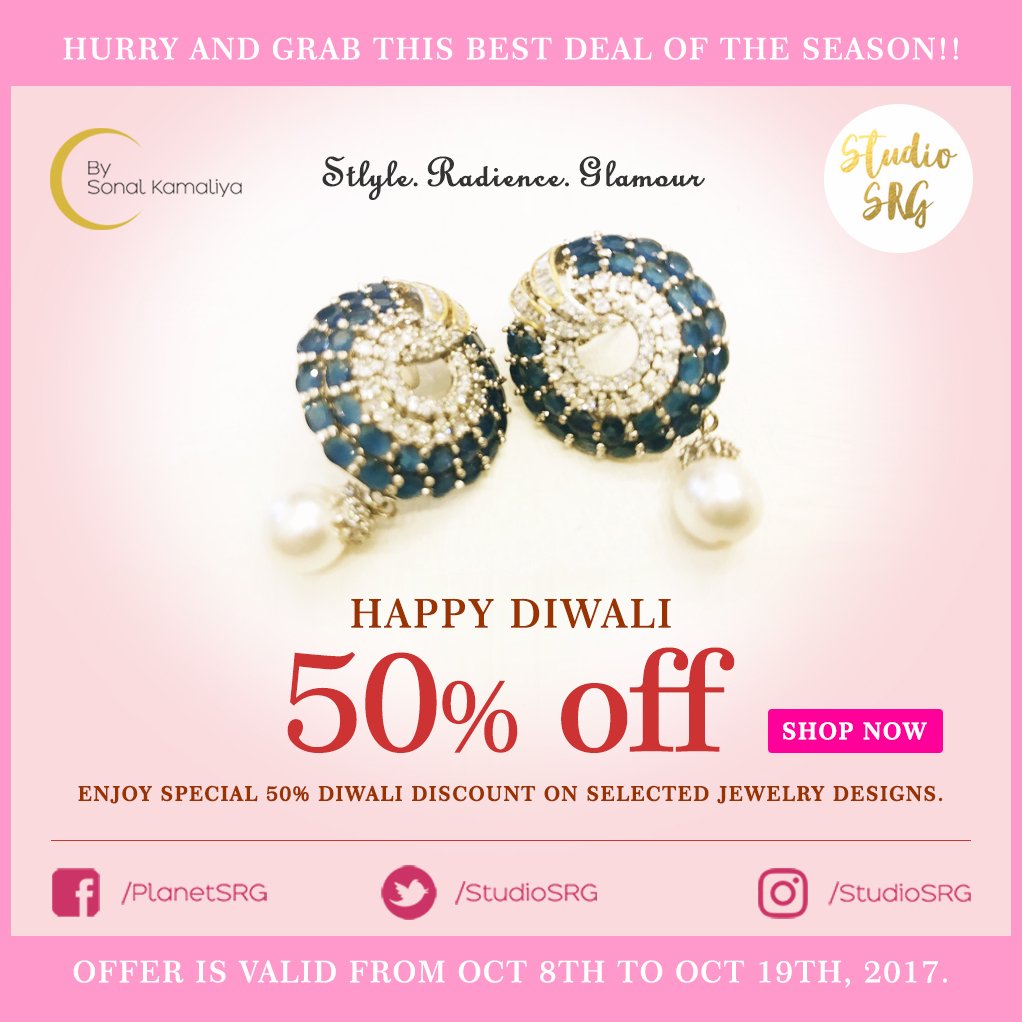 studiosrg's tweet photo. STUDIO SRG presents DIWALI SALE from 08th Oct. to 19th Oct. Get upto 50% OFF on great select items. :)
#StudioSRG #Discount #DiwaliDiscount https://t.co/aXFq2fW5At