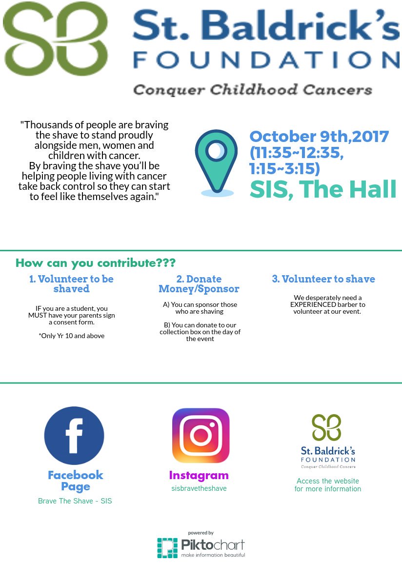 MrCornes's tweet image. SIS 'Brave the Shave' for Children's Cancer Foundation. Year 10 - 13 look out for more information from your tutors tomorrow @SISLearning