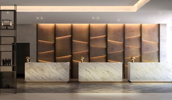 prima_stone's tweet photo. Why have one marble reception desk when you could have three? https://t.co/rl1SULa95i