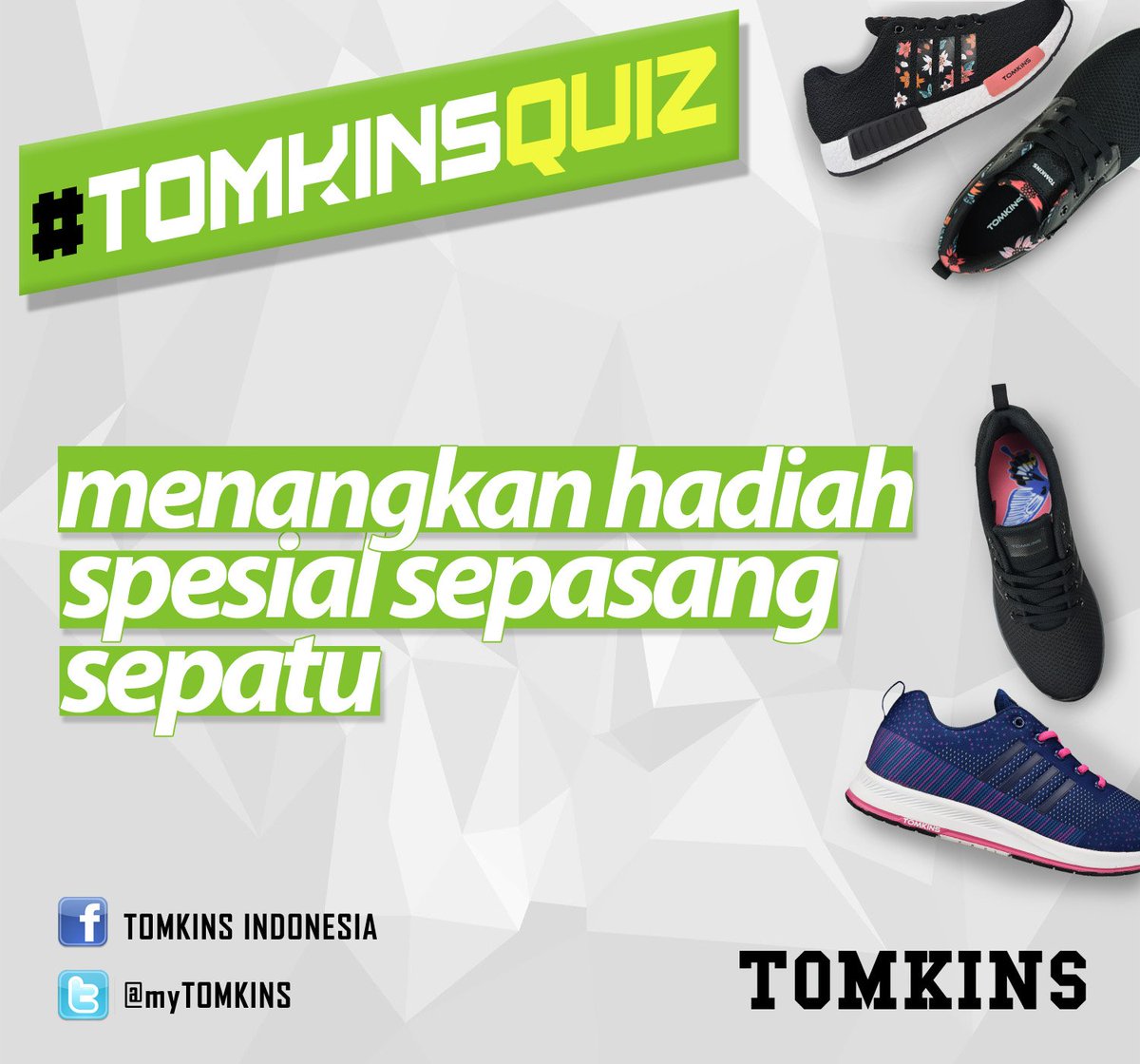 myTOMKINS's tweet photo. #TOMKINSQUIZ
Retweet dan Upload koleksi terbaru TOMKINS

ALITA Black low cut size 36-41

Menangkan hadiah spesial sepasang sepatu https://t.co/UoO8xZM9Bu