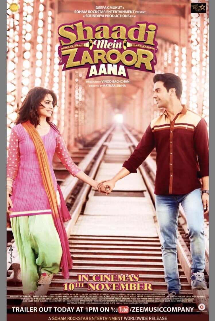 'Its Time For Ctrl + Alt &amp; EDIT Again <a href="/RajkummarRao/">Rajkummar Rao</a> n <a href="/kriti_official/">kriti kharbanda</a> ki #ShaadiMeinZaroorAana 10th November. @vinodbachchan <a href="/SMZAofficial/">ShaadiMeinZaroorAana</a>