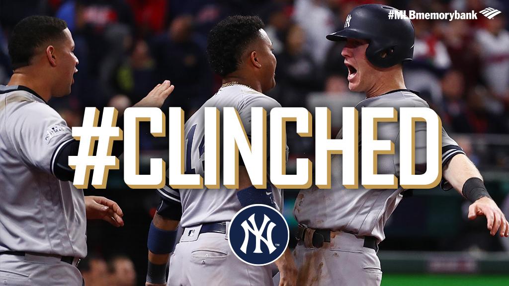 MLB's tweet image. Daaamn, @Yankees.

Yanks rally from 2-0 #ALDS hole, advance to #ALCS: atmlb.com/2gxkU8U #CLINCHED