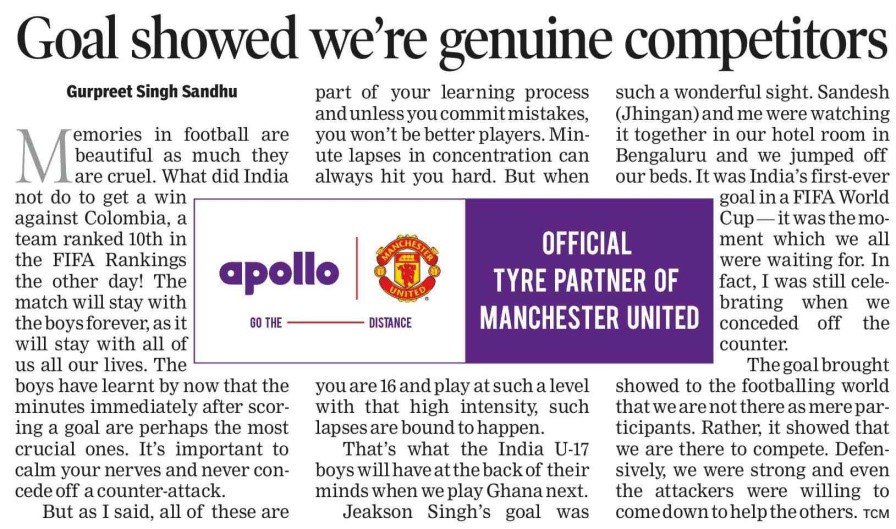IndianFootball's tweet photo. #MediaWatch Genuine competitors says @GurpreetGK @toisports #BackTheBlue #FIFAU17WC https://t.co/aifdkrWFtD