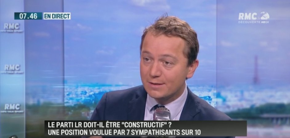 RMCInfo's tweet photo. "Il y a 4 candidats mais 2 lignes. Une très clivante et contestataire, l'autre ouverte, jeune que j'incarne." @MaeldeCalan #BourdinDirect https://t.co/8G2ZCR0gwJ
