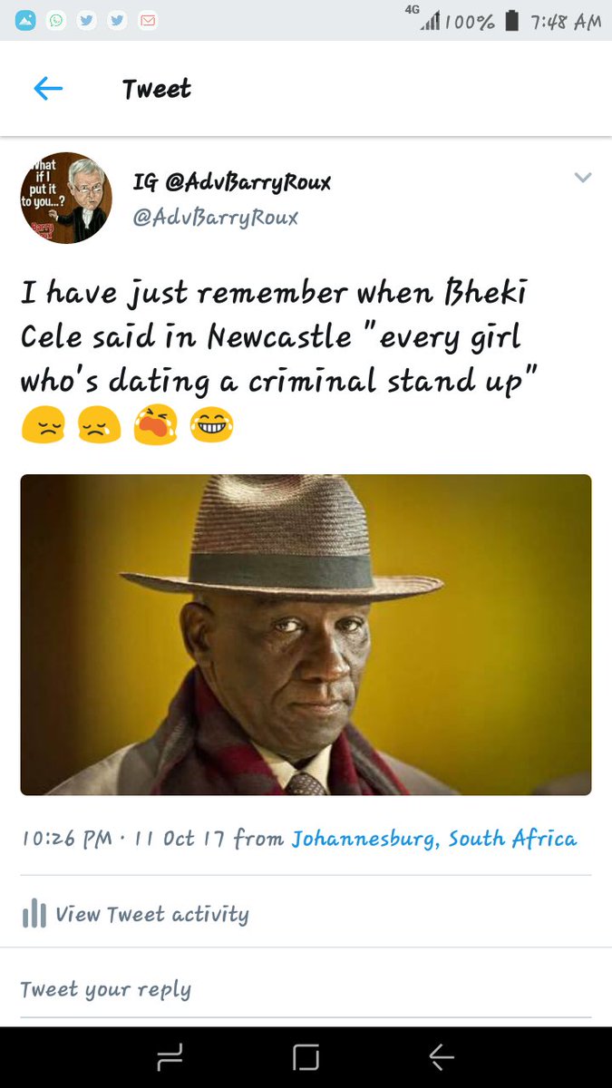 AdvoBarryRoux's tweet photo. Last Night I tweeted about things Bheki Cele did when he was Police Commissioner &amp; BOOM "Your Police Minister Fikile Mbalula Blocked Me" 😂 😂 https://t.co/ZGQXObQqNR