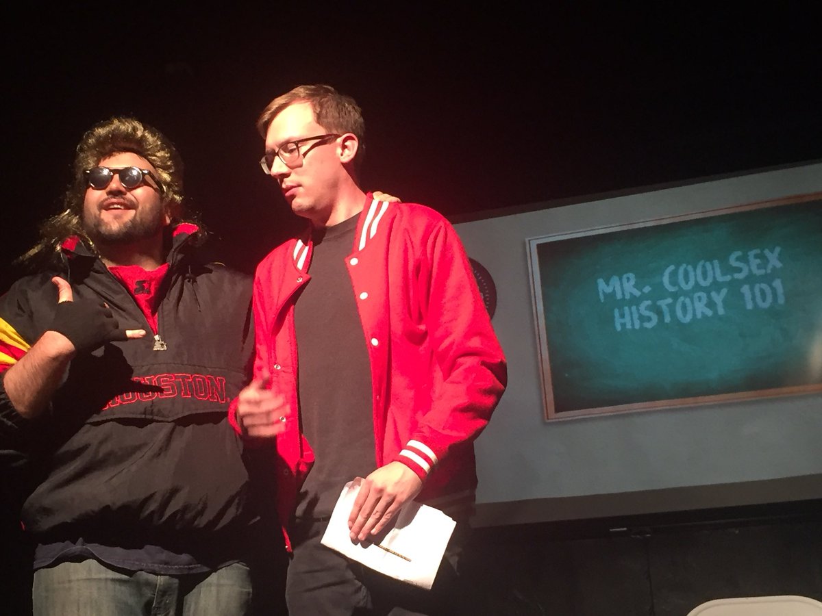 PackTheater's tweet image. Oh you know....
Just another day in the classroom w/ Mr. Coolsex.

It's @gunslingertpt at TPT Sketch Night!