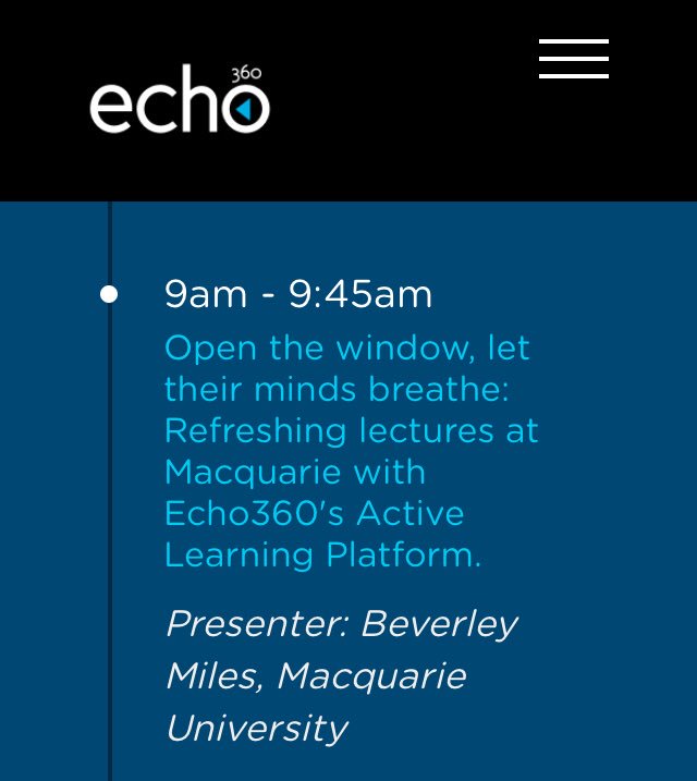 BeverleyBMiles's tweet photo. Excited to present at @echo360 #activelearning conference in Nov 😃🤓
https://t.co/DSpn2XuUZd
#interactivewindow
#edtech
#studentsaspartners https://t.co/ucQjAOyca5