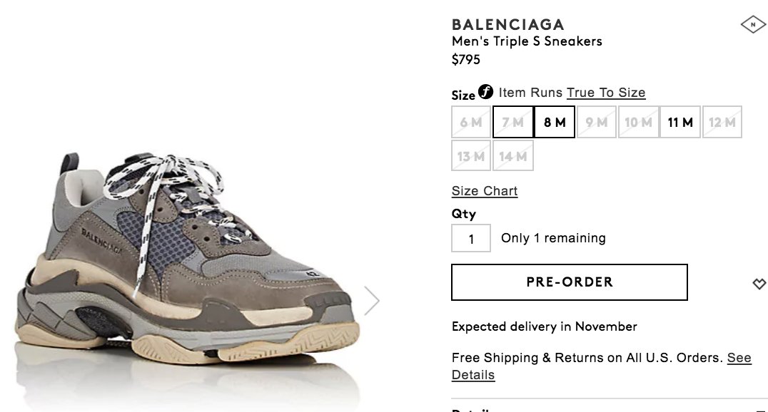 balenciaga triple s women's size chart