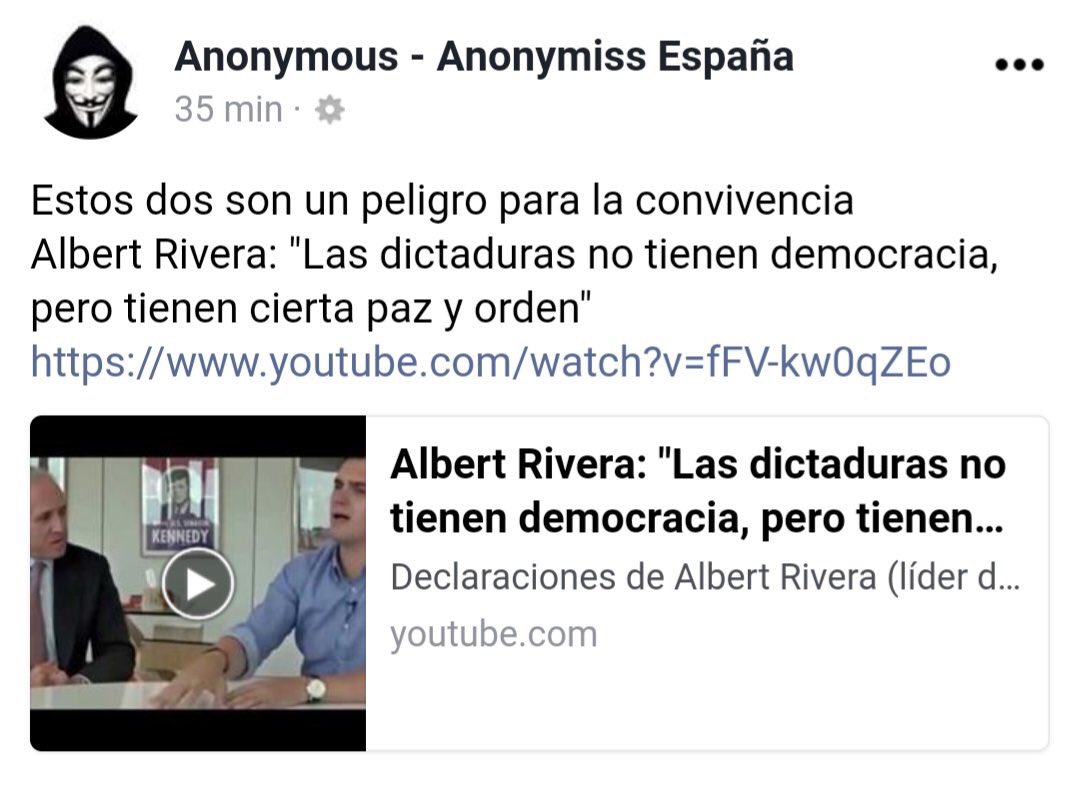 miriamnoguerasM's tweet photo. Albert Rivera "las dictaduras no tienen democracia, PERO tienen cierta paz y orden".

Via @roctaramosfa https://t.co/2IsIRXsbvS