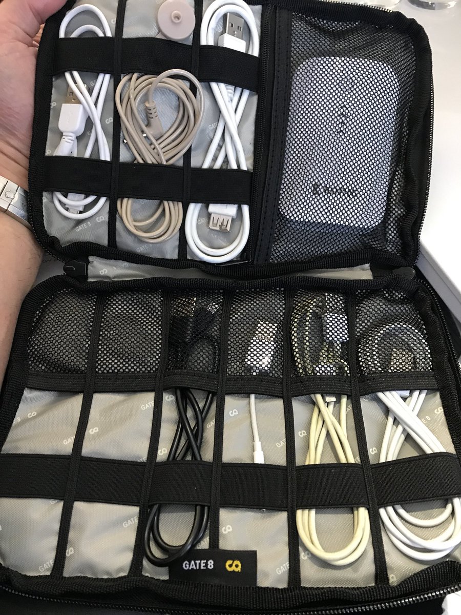 drdavidbull's tweet photo. OMG 😮 I’m nerding out about my new cable tidy bag from @Gate8Luggage . It’s made my OCD very happy 😃 https://t.co/oIXuvmjqAk