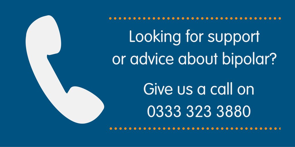 Looking for support, advice and information about bipolar? Give our Support Line a call on 0333 323 3880. We're open until 5pm today.