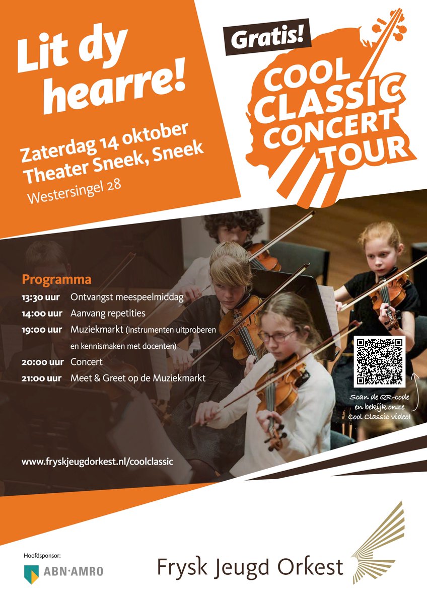 FryskJeugdOrkst's tweet image. Samen met 55 meespelers geeft @FryskJeugdOrkst za 14 okt om 20-21u gratis concert @TheaterSneek. Om 19u een Muziekmarkt. Van harte welkom!