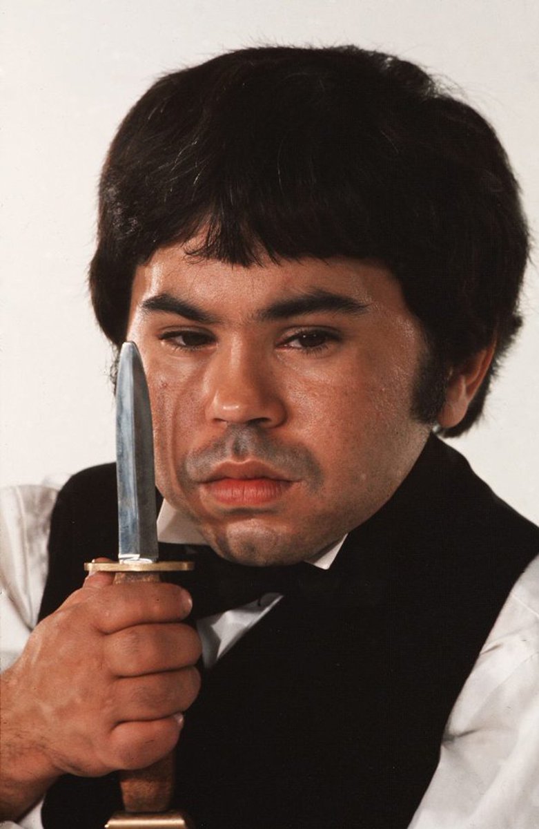A promotional photo of Hervé Villechaize as Nick Nack for The Man With The  Golden Gun (1974) #Bond #JamesBond #OO7, image size:781x1200