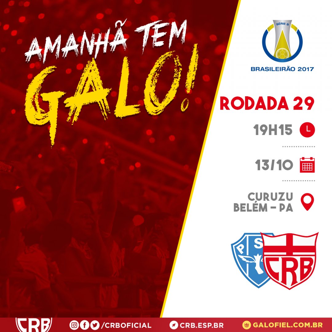 Amanhã é dia de luta, dia de reunir os amigos para assistir juntos o GALO numa partida decisiva contra o Paysandu.