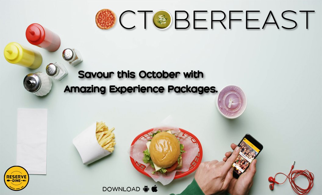 ReserveDine's tweet photo. Feast like there is no tomorrow.
Browse amazing experiences with mouth watering deals only on #ReserveDine #App Now
#Octoberfeast https://t.co/75df7Mm0XV