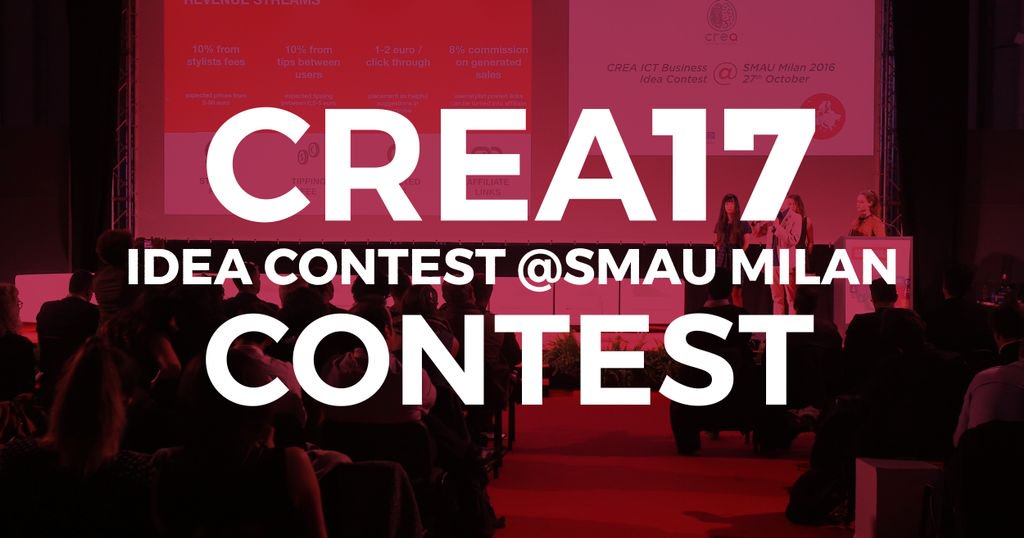 CreaAcademy's tweet photo. Contest 2017 is finally here!winners of #crea17 academies will pitch the 25th of October @smaunotes. #crea17 #smau https://t.co/lecjDBO9kI https://t.co/scfZ8ncSl8