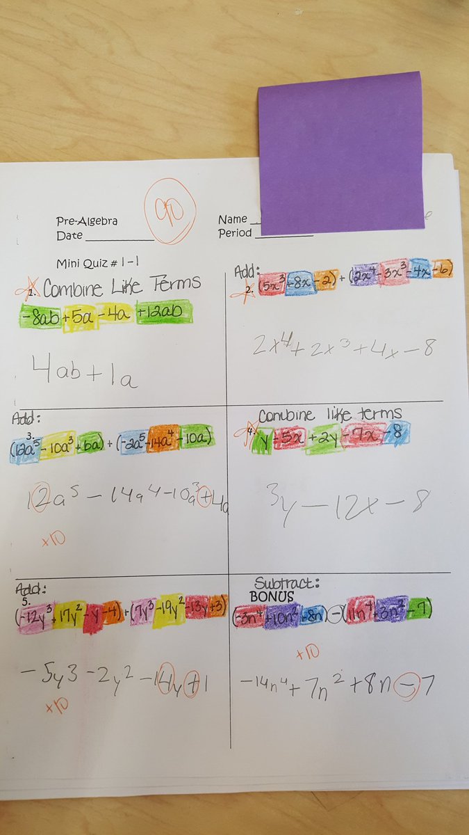 MathtasticLyons's tweet photo. Creative way to combine like terms...#empowerlyons #mathspirit #LCS20DayChallenge https://t.co/SzoSKuGwO1