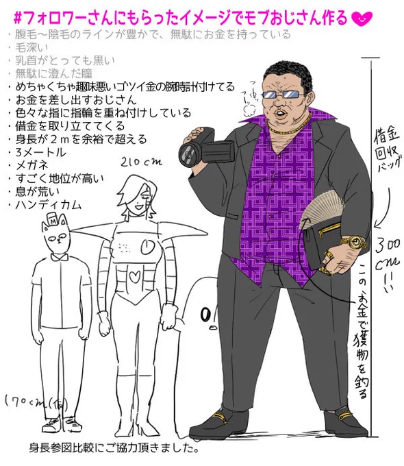 #フォロワーさんにもらったイメージでモブおじさん作る
モブおじさんできました!イメージありがとうございました!灰色の項目は服着た状態じゃわからないので裸バージョンも描きました!→
https://t.co/7B9TeNyzPm 