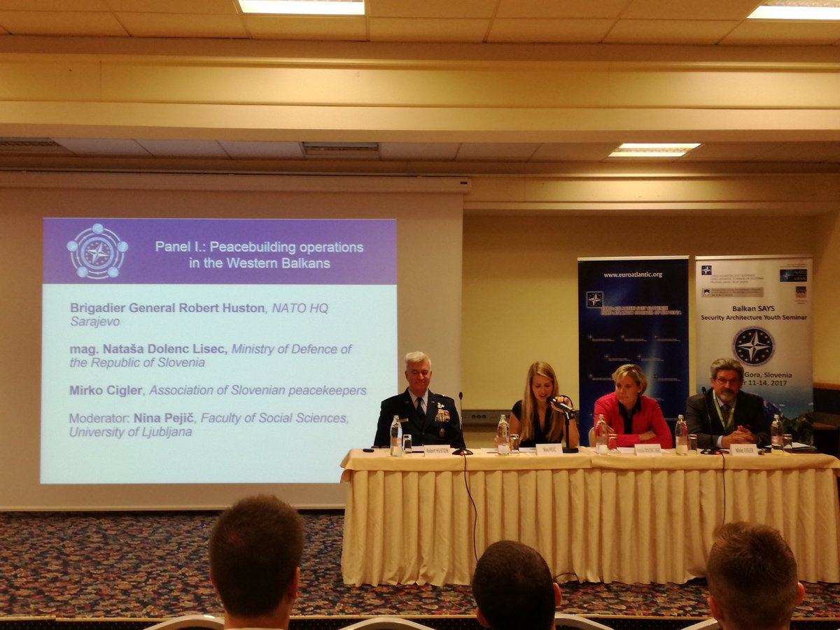 1st panel on #peacebuilding #Operations in #WesternBalkans  with <a href="/NATO/">NATO</a> <a href="/MO_RS/">Ministrstvo za obrambo RS</a> <a href="/FDVLjubljana/">FDV</a> and Association of Slovenian peacekeepers