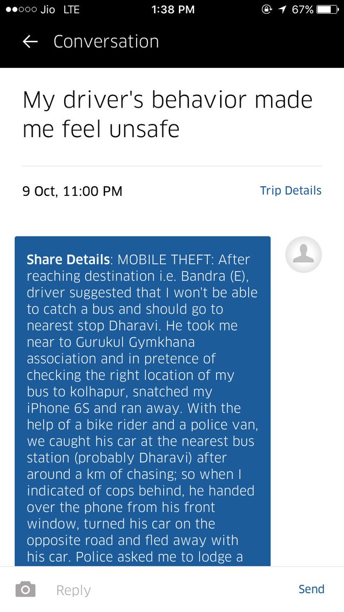smitkothari_sk's tweet photo. @Uber_Support mobile theft by an Uber driver post ride completion. Driver fled. Mobile recovered. No response from support team! #uber https://t.co/YZJ8tzh5d3