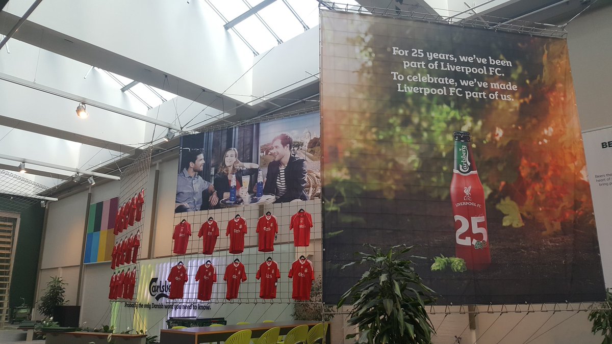 CarlsbergGroup's tweet photo. We've heard of painting the town red, but it seems someone has painted our central office red overnight... #RedHops @LFC https://t.co/joqGlPKtTL