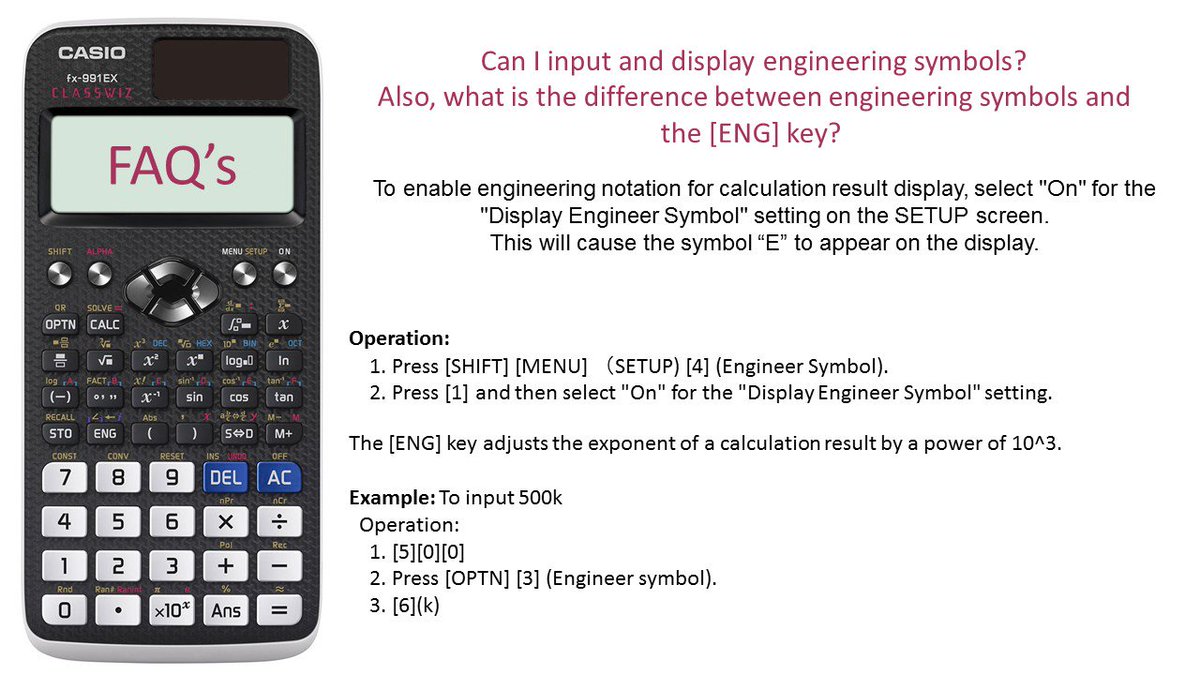 CasioMaths's tweet photo. #FAQs #991EX Can I input and display engineering symbols? https://t.co/1eNZjnTiqN