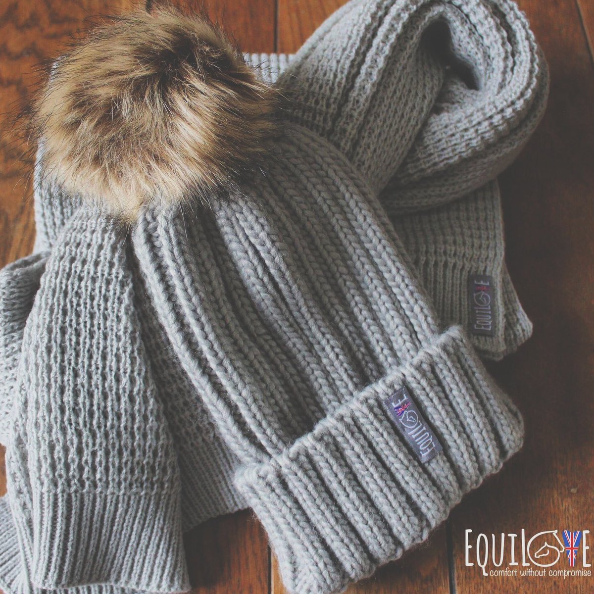 Super lush matching &amp; colour coordinating faux-fur Bobble Beanie Hat &amp; Waffle Scarf sets Now in stock equilove.co.uk #247Equestrian