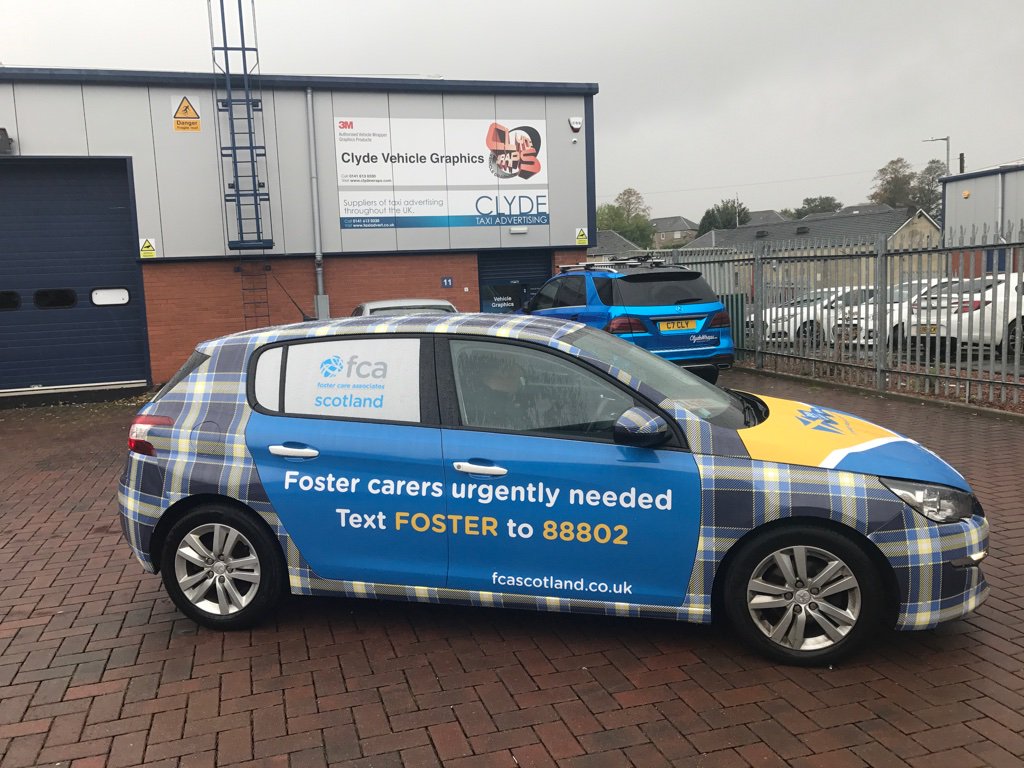 ClydeWraps's tweet image. @FCAScotland took delivery of a new #carwrap, so look out for it running around the streets of #Glasgow Tartan designed by Daiyann age 14