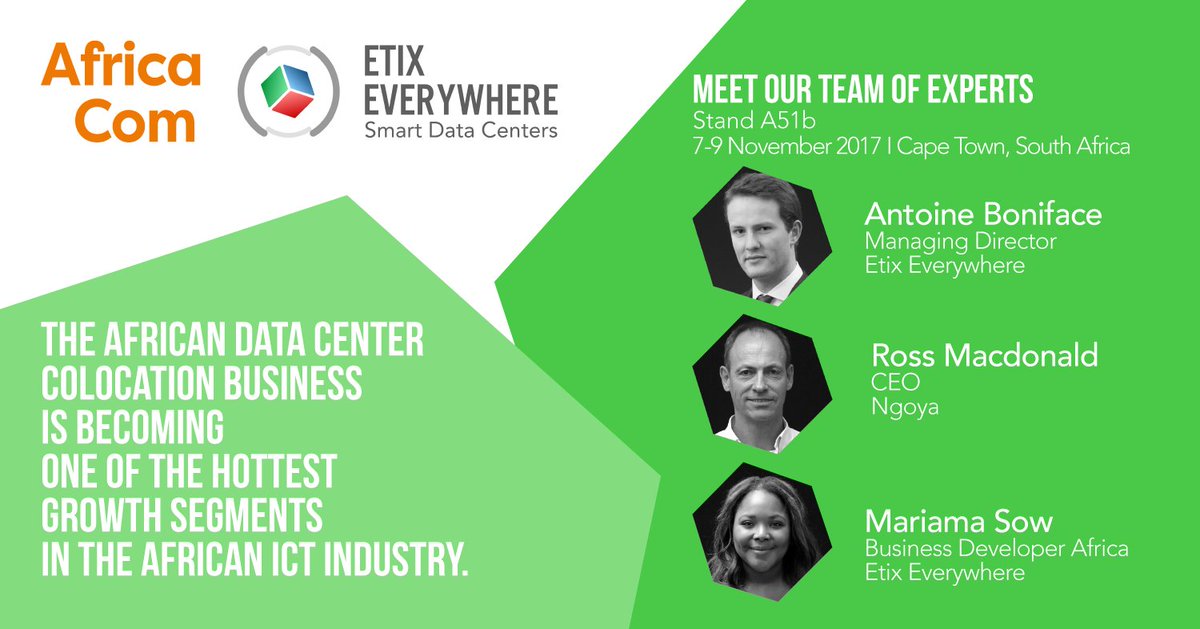 Book a meeting with our team at #AfricaCom to learn how to be part of the African digital transformation: meeting@etixgroup.com #DataCenter