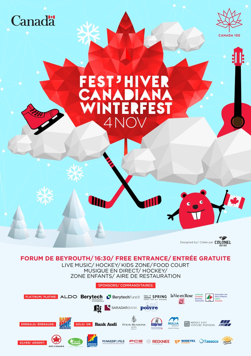 CanadaLebanon's tweet photo. The Embassy of Canada is launching its Fest’Hiver Canadiana WinterFest! Follow us on Facebook (https://t.co/AUTiy09ryN)! #WinterFestHiver. https://t.co/9wEQpqMMjk