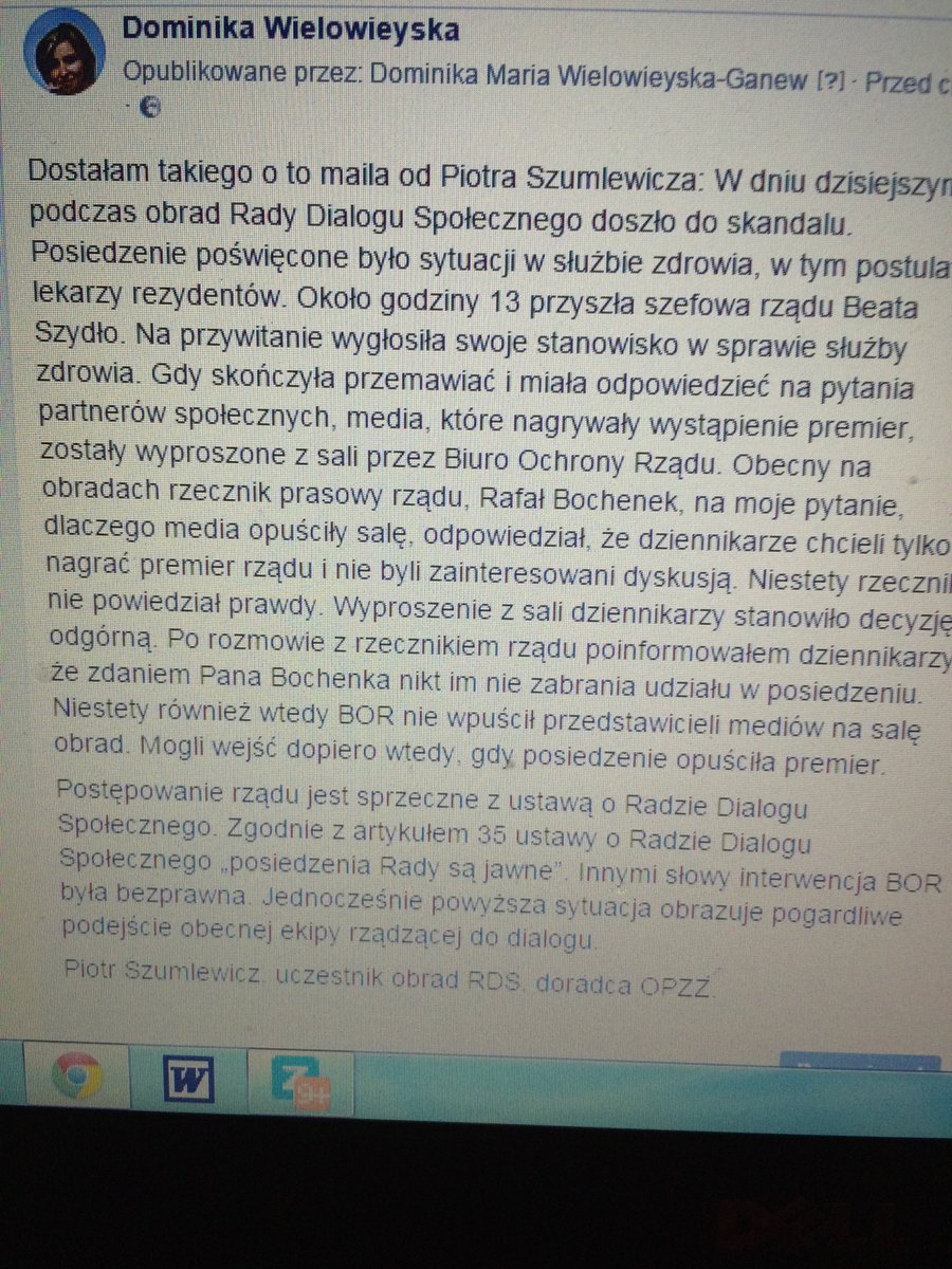 DWielowieyska's tweet photo. Dostałam takiego maila od Piotra Szumlewicza w spr. rezydentów i Rady Dialogu Społecznego https://t.co/PRmIt03nMb