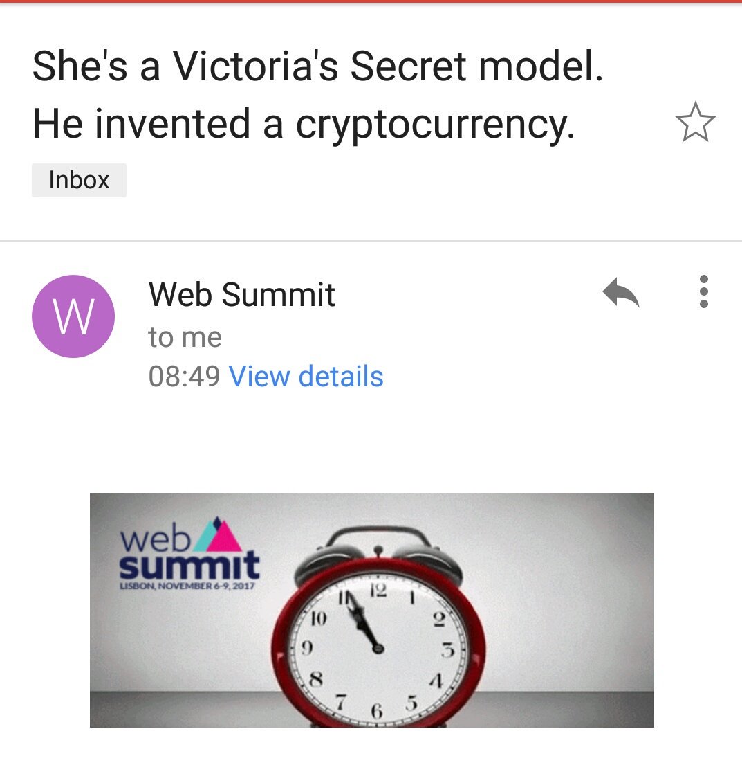 FilipaMSCunha's tweet photo. Can we say gender stereotyping much? Not impressed with your latest email @WebSummit 
#genderstereotypes https://t.co/ttFl8FpooY