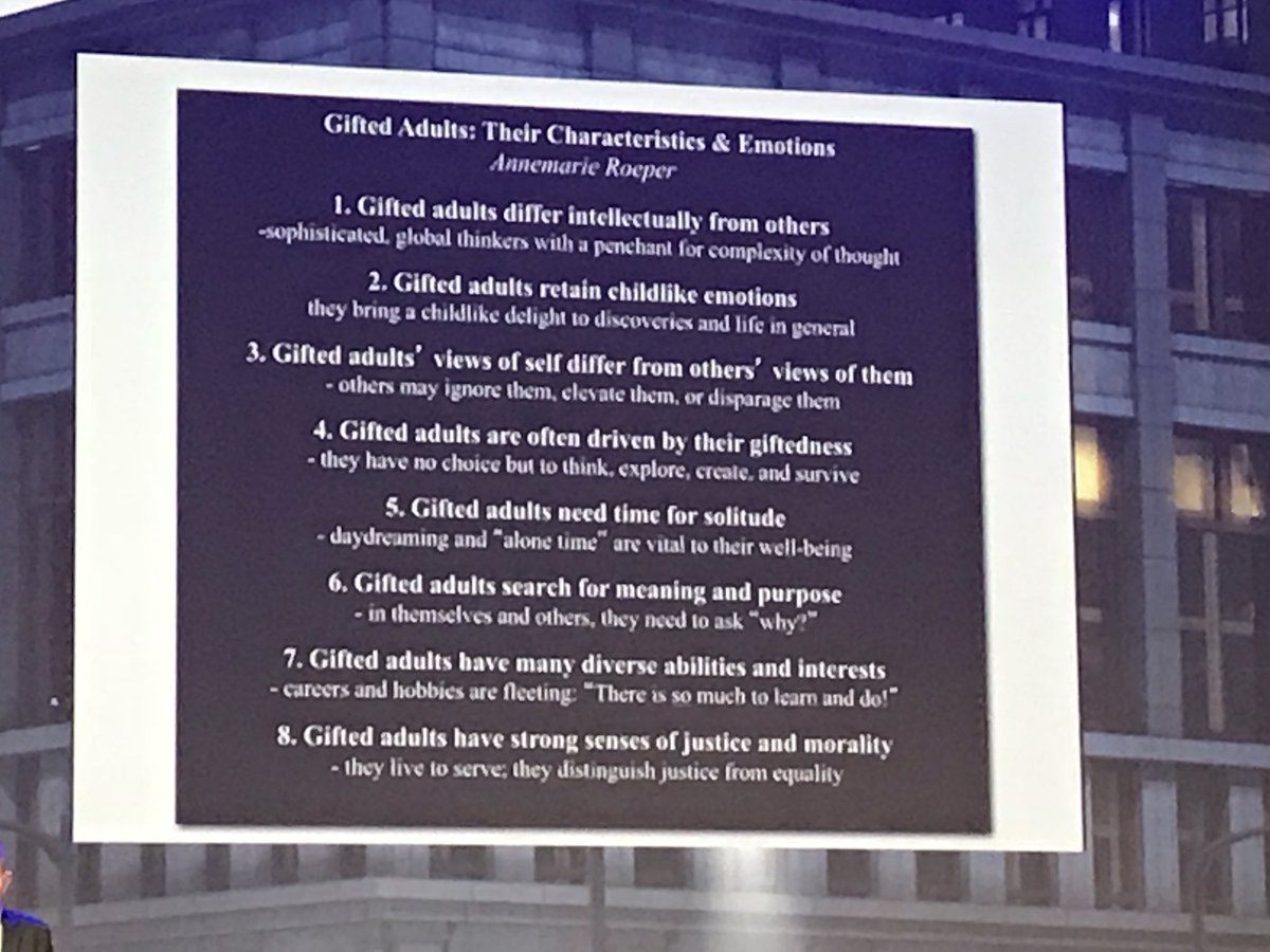 Jim Delisle besteedt ook een slide over hoogbegaafde volwassenen tijdens keynote #BijzonderBegaafd