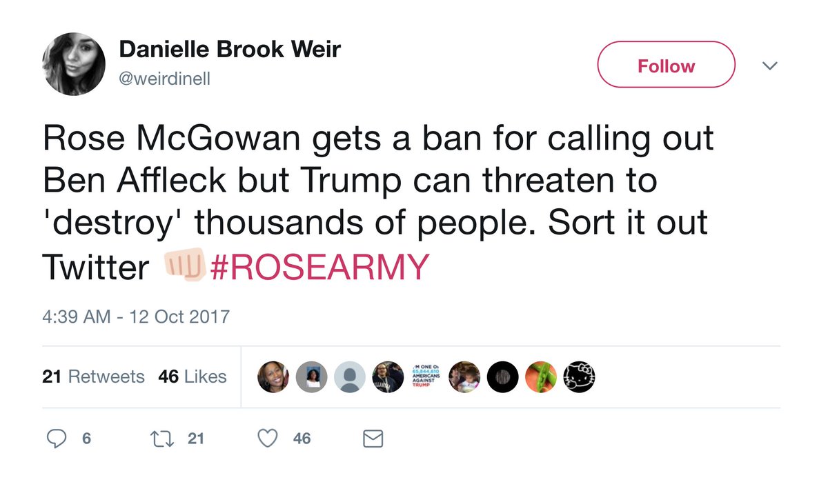 ajplus's tweet photo. Twitter suspended Rose McGowan’s account after she called out men for sex assault, and it makes absolutely no sense to the internet. https://t.co/cL003T9ylB