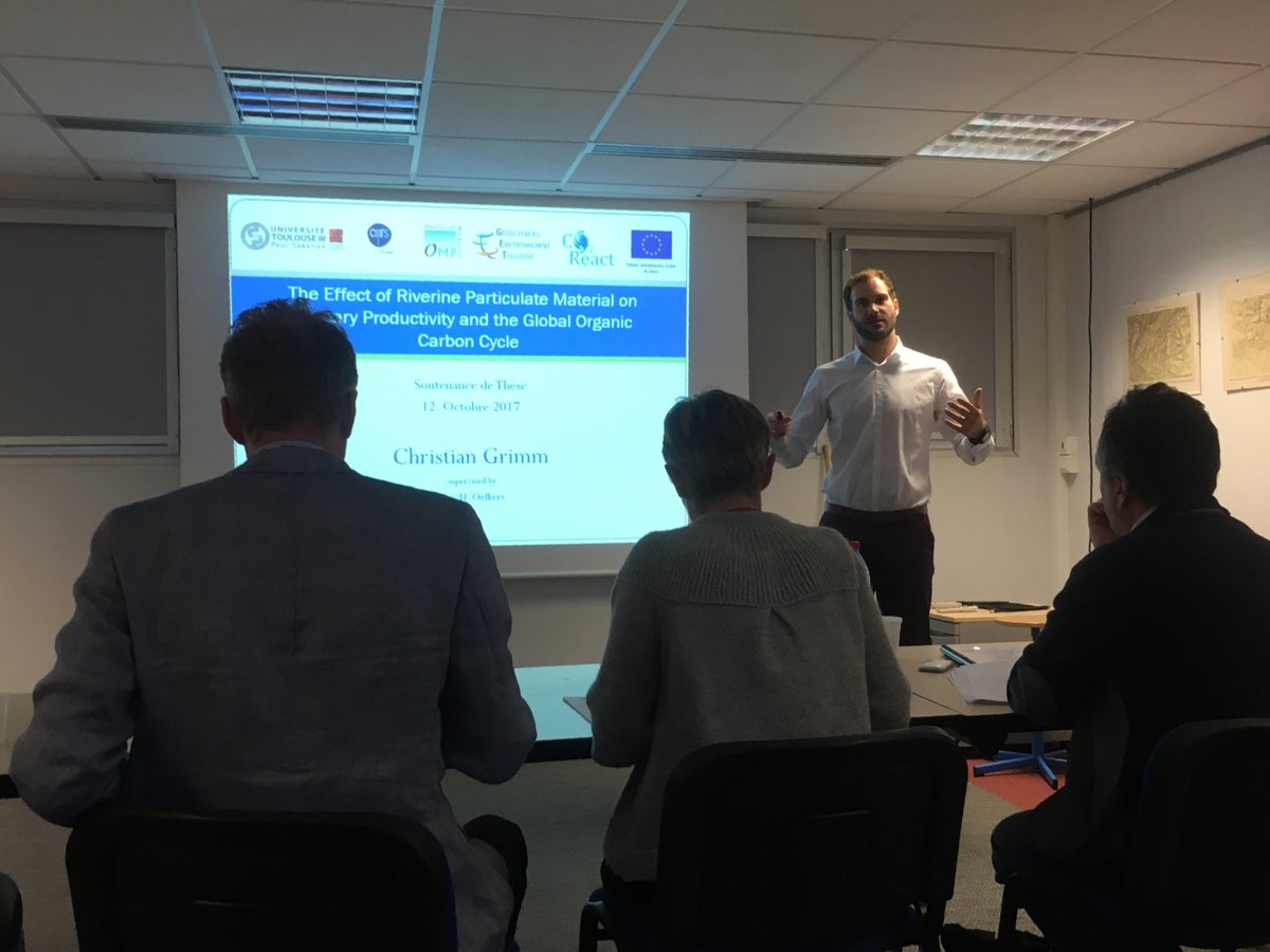 CO2_React's tweet photo. Many in our network have finished their PhDs. Here is Christian Grimm (@CNRS) defending his research on the global organic carbon cycle. https://t.co/z8Brfz6fs8
