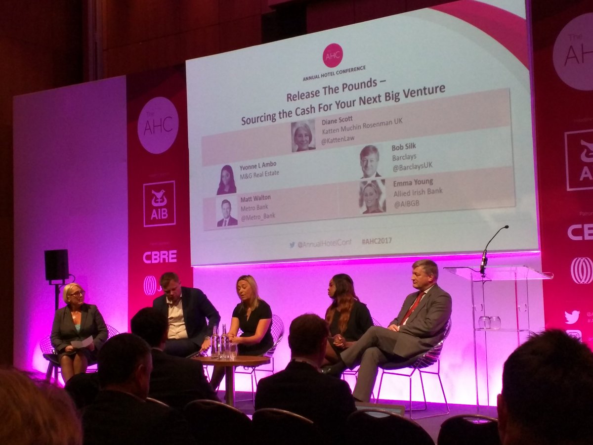 ChrisFieldCF's tweet image. Di Scott leads a panel of lenders including Emma Young from AIB, Matt Walton of Metro @AnnualHotelConf Insight  to the Hotel lending market.