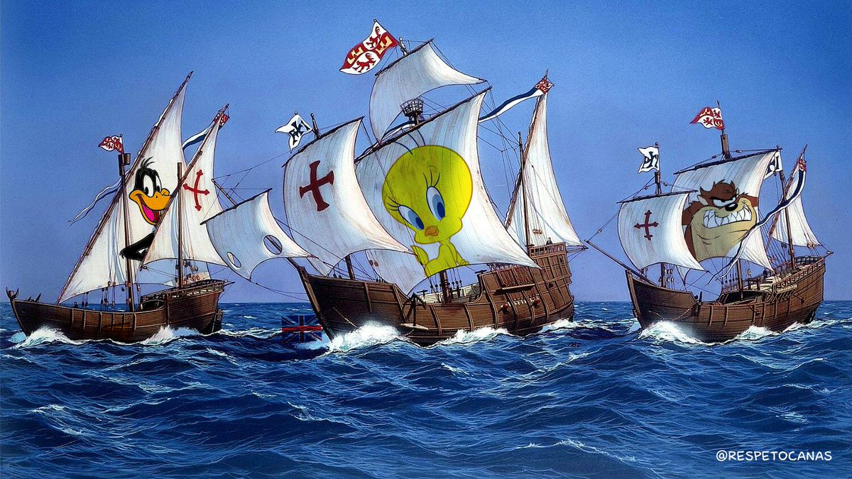 respetocanas's tweet photo. MADRE MÍA LAS CARABELAS DE CRISTOBAL COLÓN RUMBO AMÉRICA.
#12octFiestaNacional #nadaquecelebrar https://t.co/lNnqKsKM1A