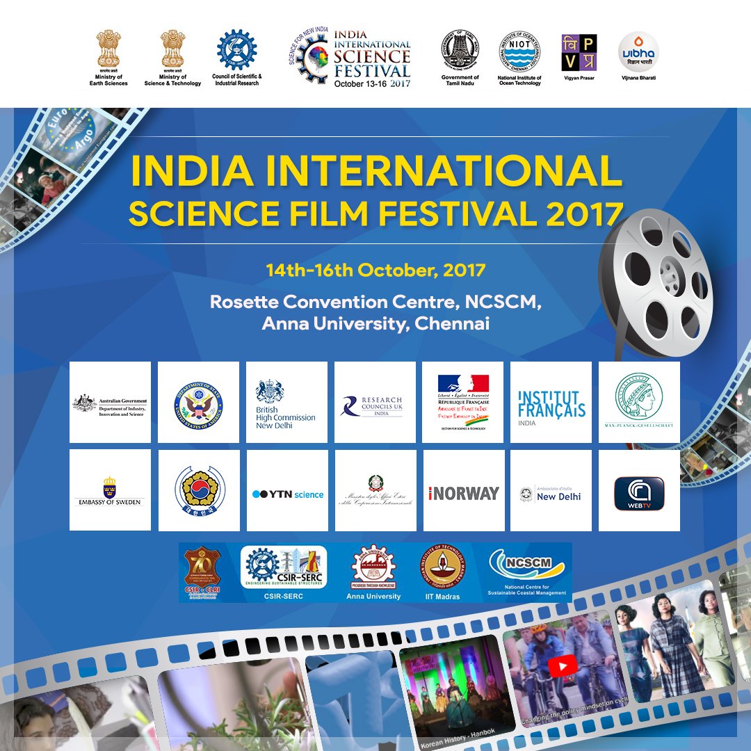PIB_India's tweet photo. #CelebratingScience for #NewIndia 
Internationally acclaimed &amp; national award winning films on #science to be screened🎞️📽️ during #IISF2017 https://t.co/ahYhWXfnQ9