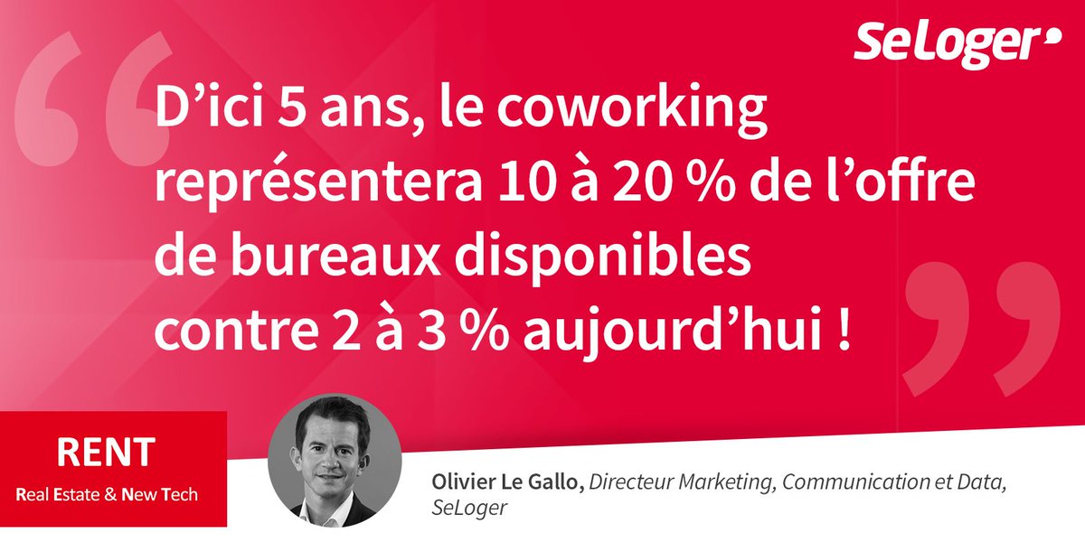 SeLoger's tweet photo. D’ici 5 ans, le #coworking représentera 1⃣0⃣ à 2⃣0⃣ % de l’offre de bureaux disponibles contre 2 à 3 % aujourd’hui ! #RENT17 https://t.co/7GwSKGeFZP